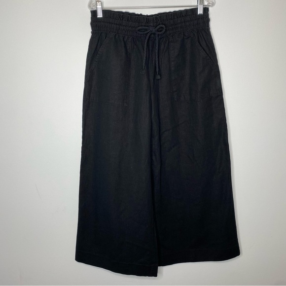 Banana Republic Black Hemp Cotton Blend Wide Leg Paperbag Pant - Picture 5 of 12